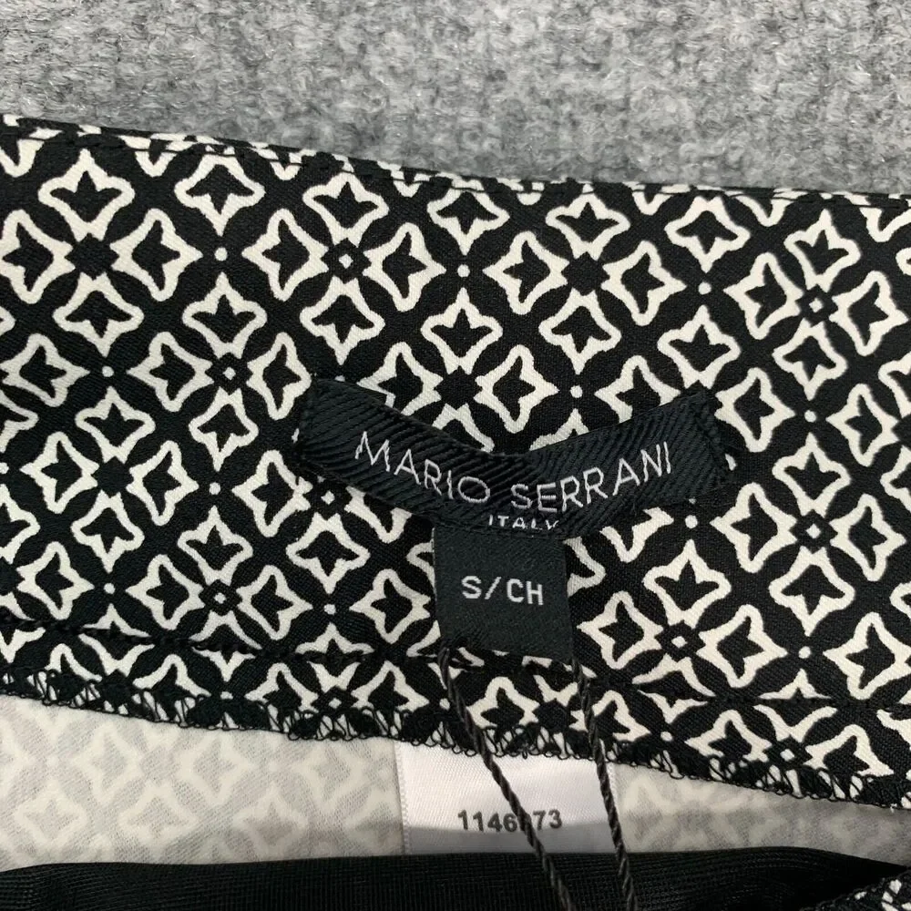 Mario Serrani Italy Pencil Skirt Womens S Black White Stretch Geo Print Pull On